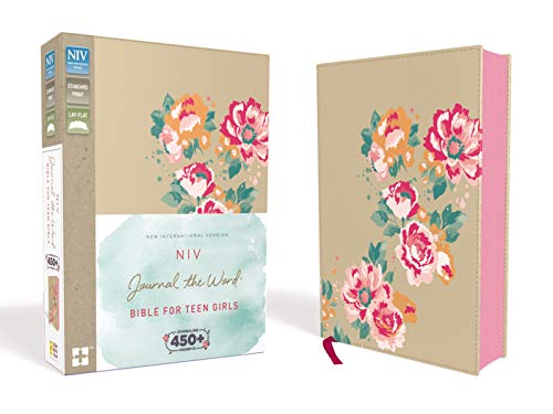 NIV. Journal the Word Bible for Teen Girls. Leathersoft over Board. Gold/Floral. Red Letter Edition: Includes Over 450 Journaling Prompts!