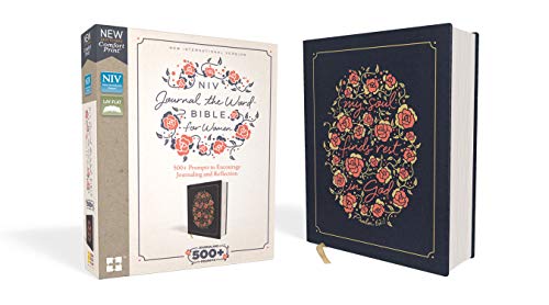 NIV. Journal the Word Bible for Women. Cloth over Board. Navy. Red Letter Edition. Comfort Print: 500+ Prompts to Encourage Journaling and Reflectio