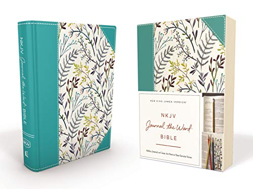 NKJV. Journal the Word Bible. Cloth over Board. Blue Floral. Red Letter Edition: Reflect. Journal. or Create Art Next to Your Favorite Verses