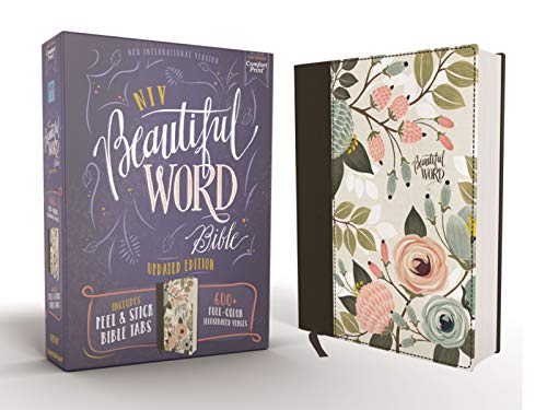 NIV. Beautiful Word Bible. Updated Edition. Peel/Stick Bible Tabs. Cloth over Board. Floral. Red Letter. Comfort Print: 600+ Full-Color Illustrated