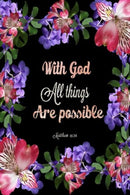 Matthew 19:26 With God All Things Are Possible: Bible Verse Quote Cover Composition A5 Size Christian Gift Ruled Journal Notebook Diary To Write In