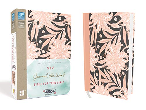 NIV. Journal the Word Bible for Teen Girls. Hardcover. Pink Floral. Red Letter Edition: Includes Over 450 Journaling Prompts!